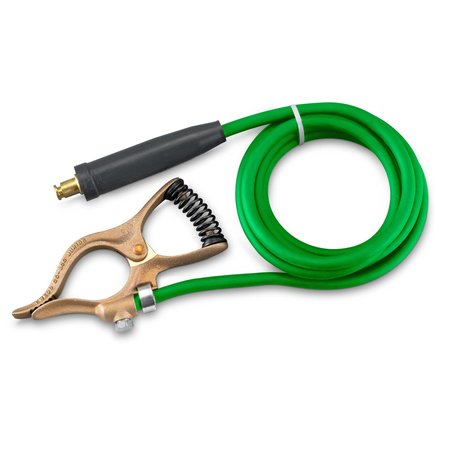 TRYSTAR Premium Welding Cable 2/0 Light Green  5 FT  Black Male 2MPC / 300A Pipe-Style Copper Ground Clamp TSWC20LTGN5-BKM-CGC3